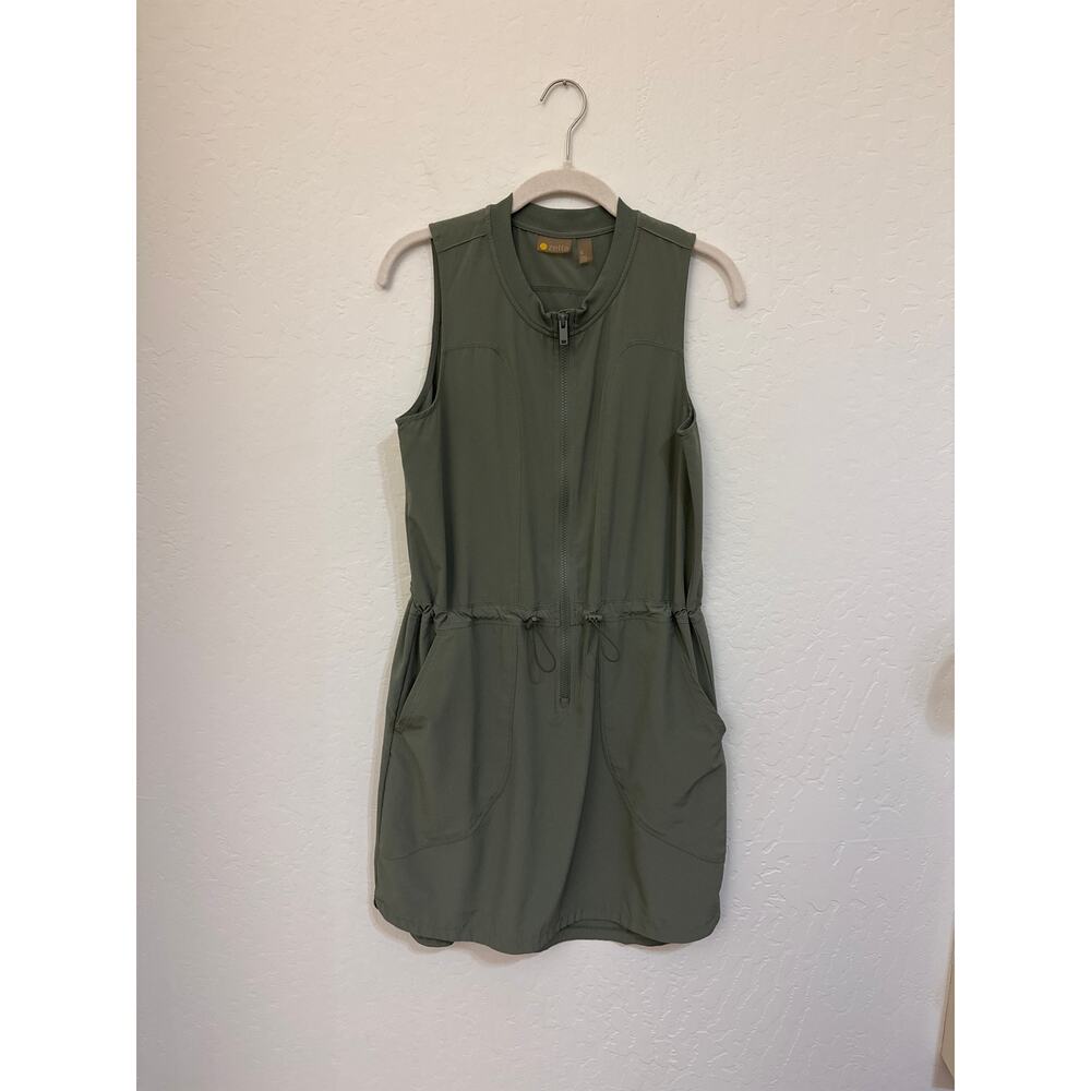 Zella Getaway Front Zip Utility Dress in Green Agave Size Small - Picture 2 of 9